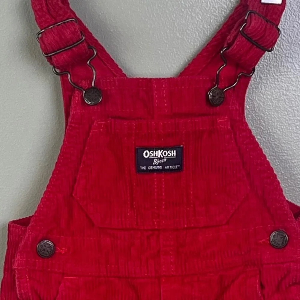 Oshkosh B'gosh Infant 6 Months Red Corduroy Cargo Overalls Kidcore Christmas